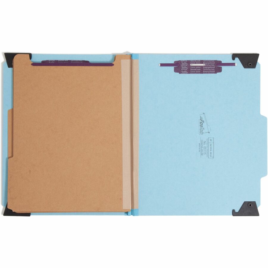 FasTab Hanging Pressboard Classification Folders, 2 Dividers, Letter Size, Blue