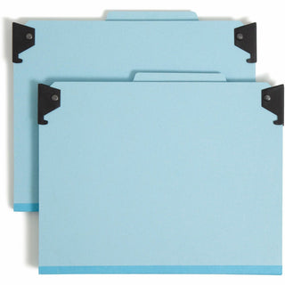 FasTab Hanging Pressboard Classification Folders, 2 Dividers, Letter Size, Blue