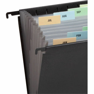 Smead Letter Expanding File - 8 1/2" x 11" - 7/8" Expansion - 13 Pocket(s) - 12 Divider(s) - Polypropylene - Black - 1 Each