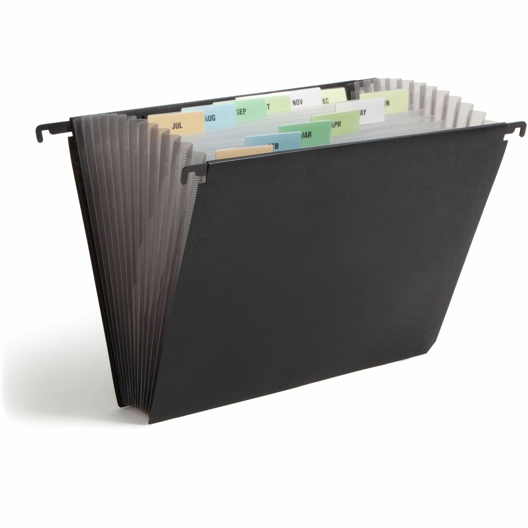 Smead Letter Expanding File - 8 1/2" x 11" - 7/8" Expansion - 13 Pocket(s) - 12 Divider(s) - Polypropylene - Black - 1 Each - 1