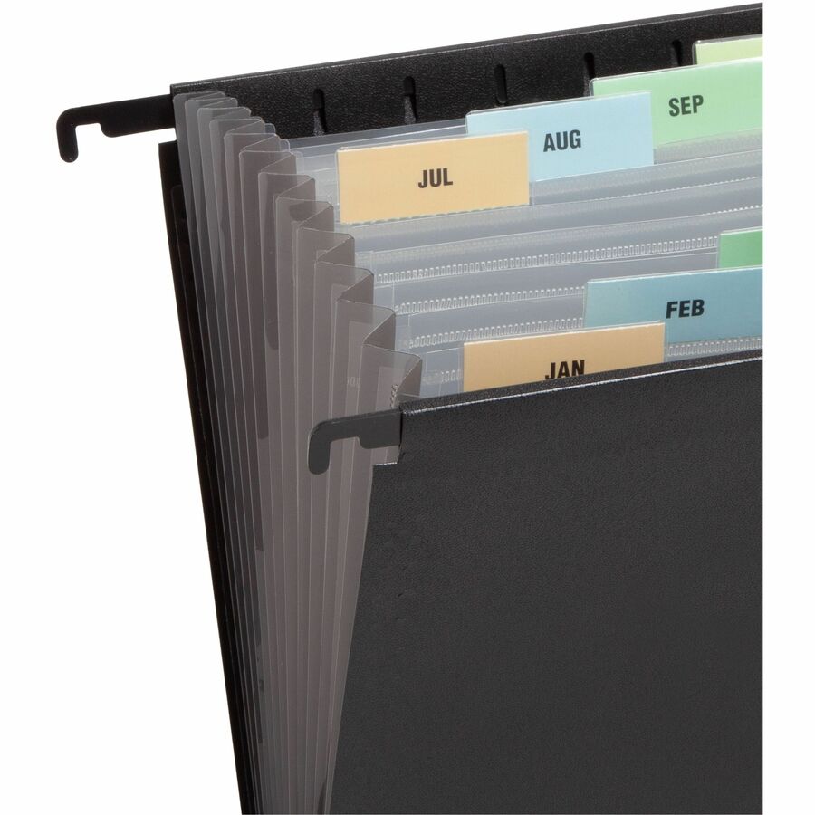 Smead Letter Expanding File - 8 1/2" x 11" - 7/8" Expansion - 13 Pocket(s) - 12 Divider(s) - Polypropylene - Black - 1 Each