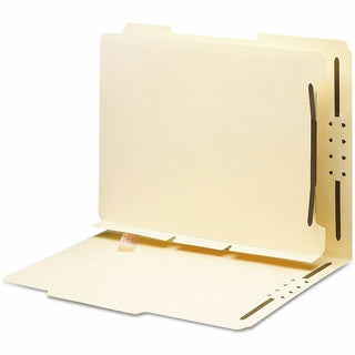 Self-Adhesive Folder Dividers with Twin-Prong Fasteners for Top/End Tab Folders, 1 Fastener, Letter Size, Manila, 25/Pack