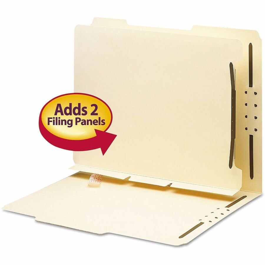 Self-Adhesive Folder Dividers with Twin-Prong Fasteners for Top/End Tab Folders, 1 Fastener, Letter Size, Manila, 25/Pack