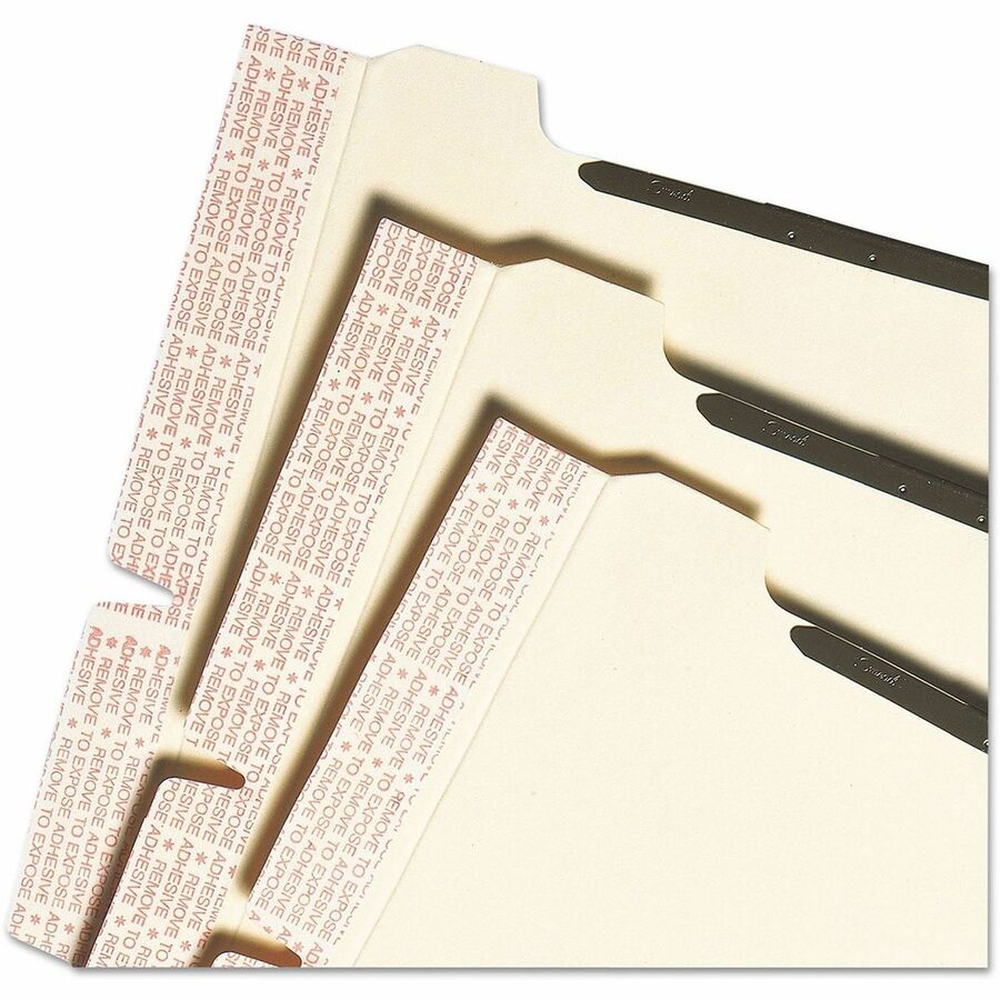 Self-Adhesive Folder Dividers with Twin-Prong Fasteners for Top/End Tab Folders, 1 Fastener, Letter Size, Manila, 25/Pack