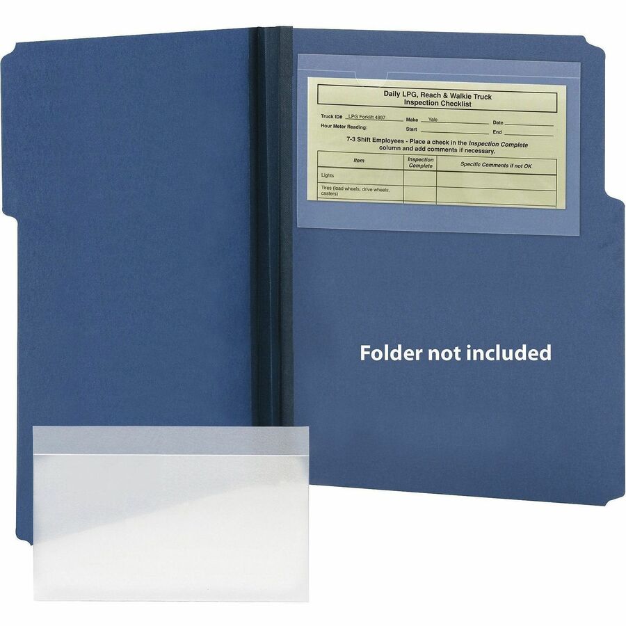Self-Adhesive Poly Pockets, Top Load, 9 x 5.56, Clear, 100/Box