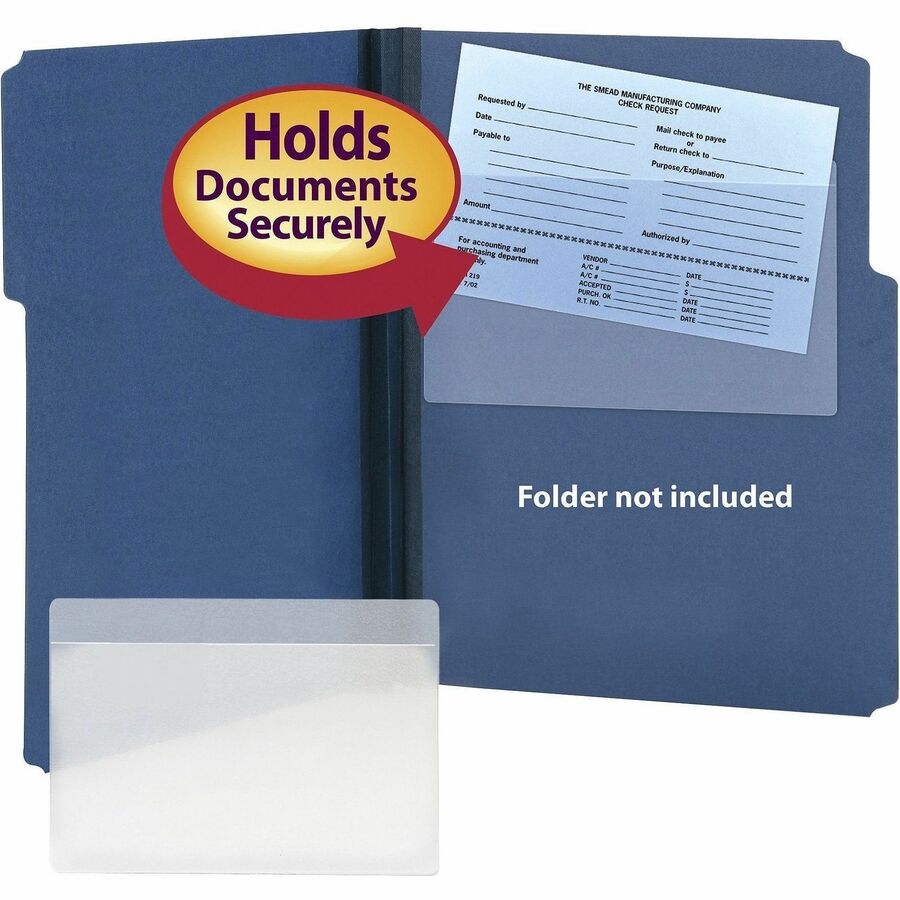 Self-Adhesive Poly Pockets, Top Load, 9 x 5.56, Clear, 100/Box