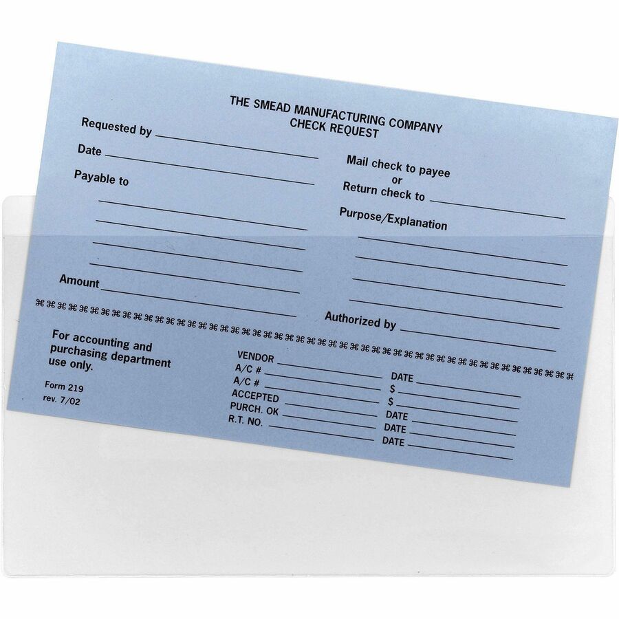 Self-Adhesive Poly Pockets, Top Load, 9 x 5.56, Clear, 100/Box