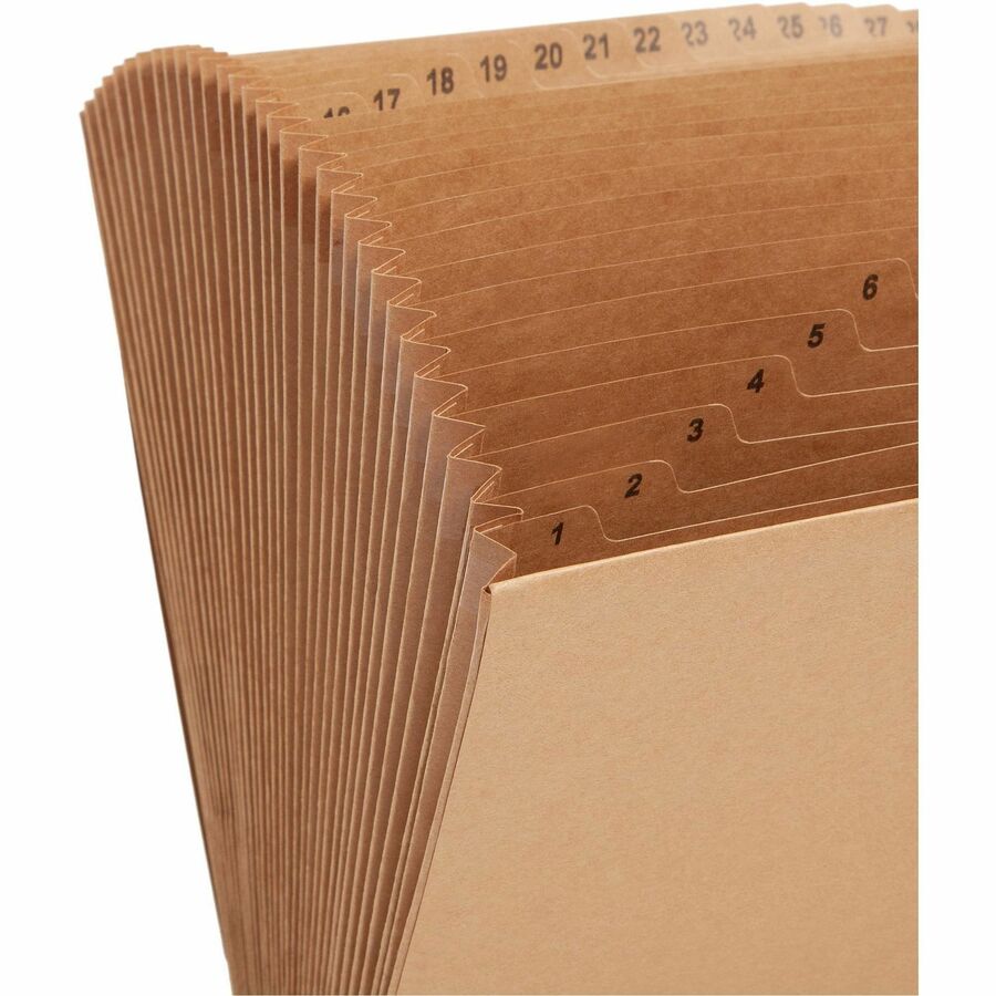 Indexed Expanding Kraft Files, 31 Sections, Elastic Cord Closure, 1/15-Cut Tabs, Letter Size, Kraft