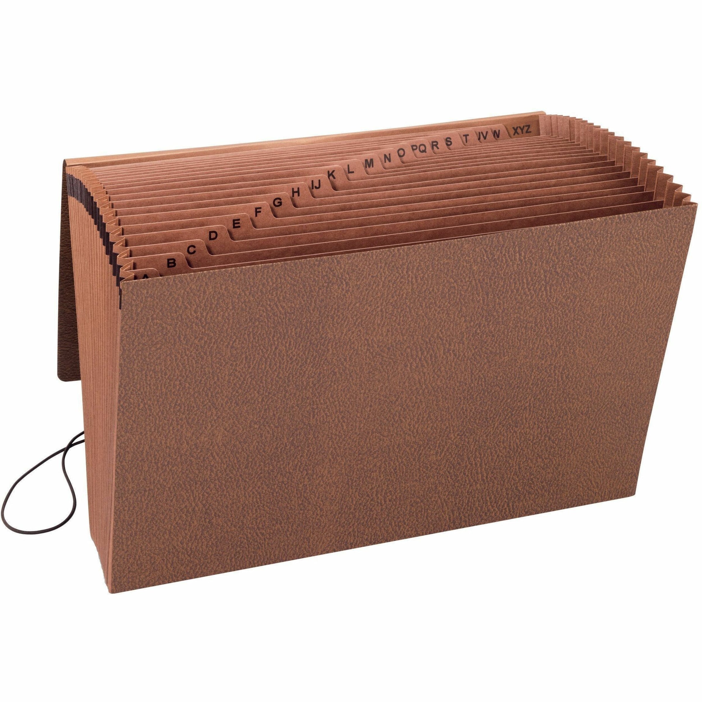TUFF Expanding Wallet, 21 Sections, Elastic Cord Closure, 1/21-Cut Tabs, Legal Size, Redrope