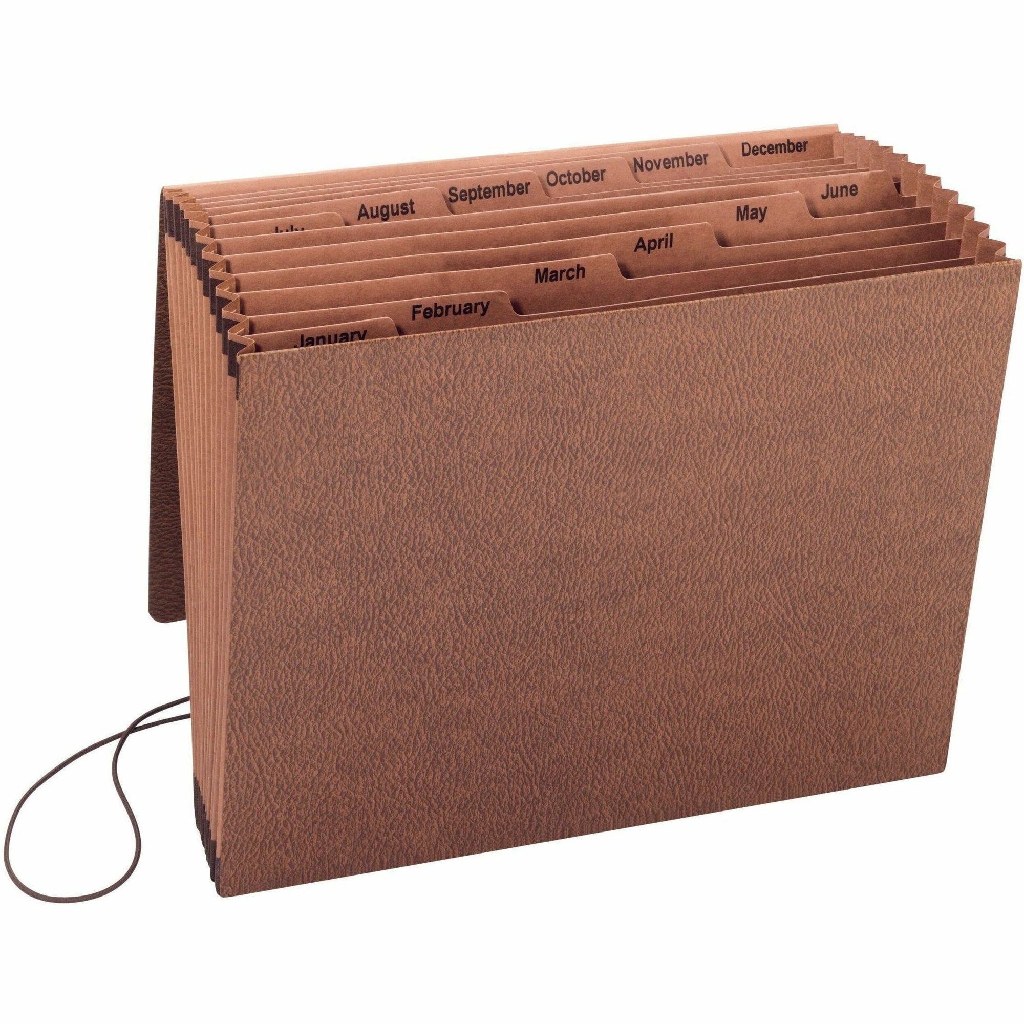 TUFF Expanding Wallet, 12 Sections, Elastic Cord Closure, 1/6-Cut Tabs, Letter Size, Redrope