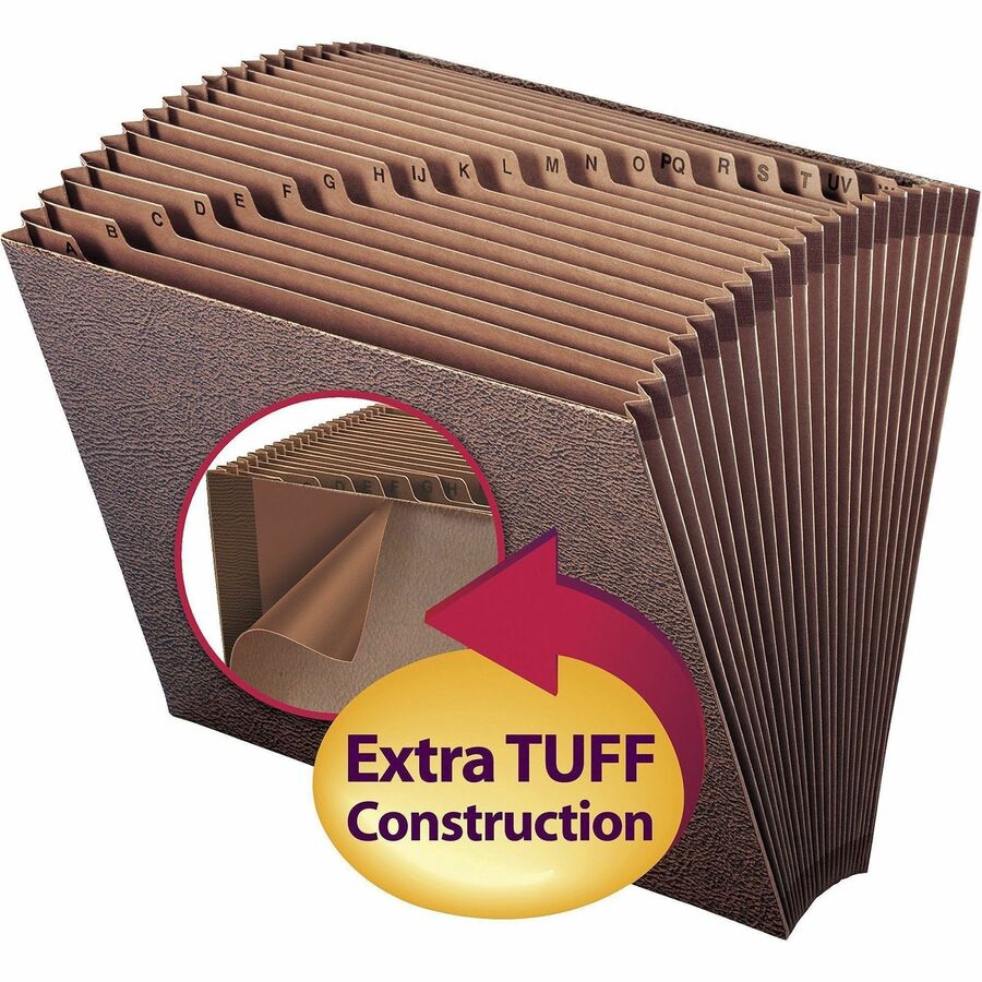 TUFF Expanding Open-Top Stadium File, 21 Sections, 1/21-Cut Tabs, Letter Size, Redrope