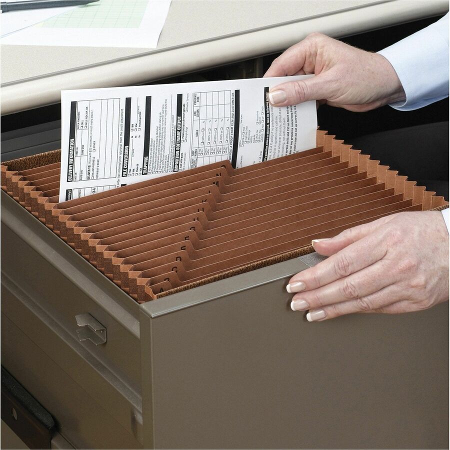 TUFF Expanding Open-Top Stadium File, 21 Sections, 1/21-Cut Tabs, Letter Size, Redrope