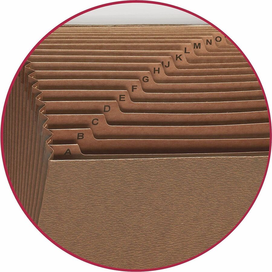 TUFF Expanding Open-Top Stadium File, 21 Sections, 1/21-Cut Tabs, Letter Size, Redrope