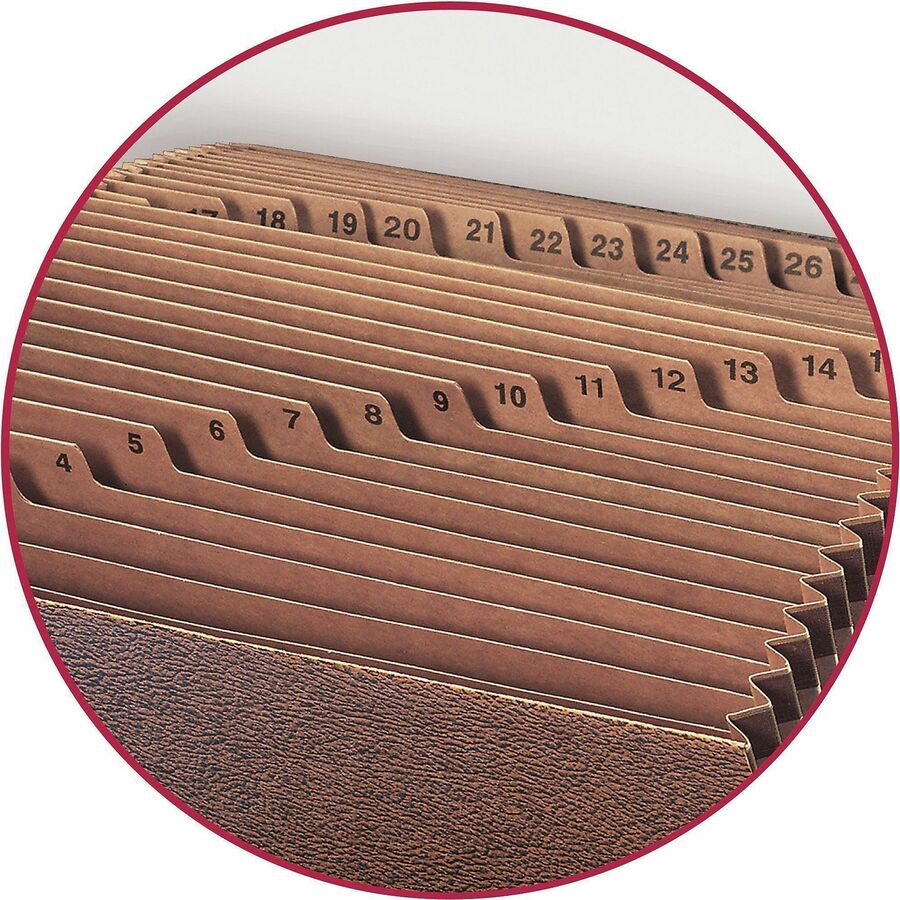 TUFF Expanding Open-Top Stadium File, 31 Sections, 1/31-Cut Tabs, Letter Size, Redrope
