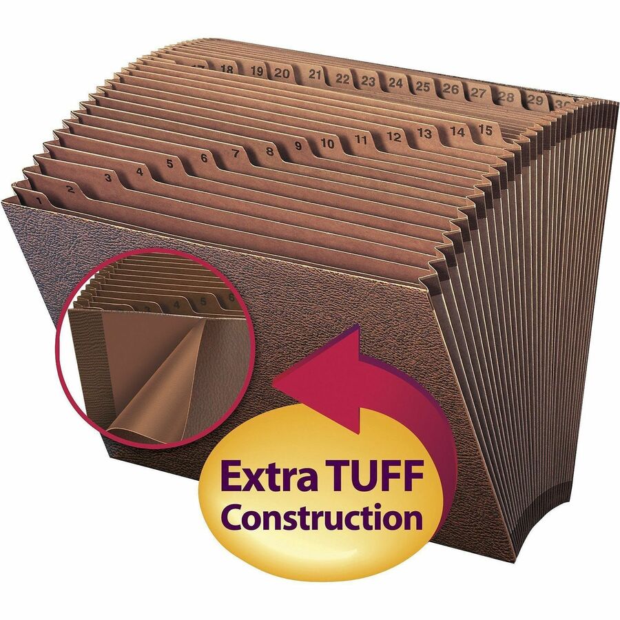 TUFF Expanding Open-Top Stadium File, 31 Sections, 1/31-Cut Tabs, Letter Size, Redrope