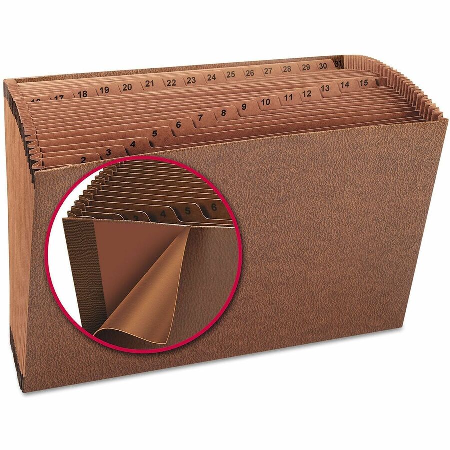 TUFF Expanding Open-Top Stadium File, 31 Sections, 1/31-Cut Tabs, Legal Size, Redrope