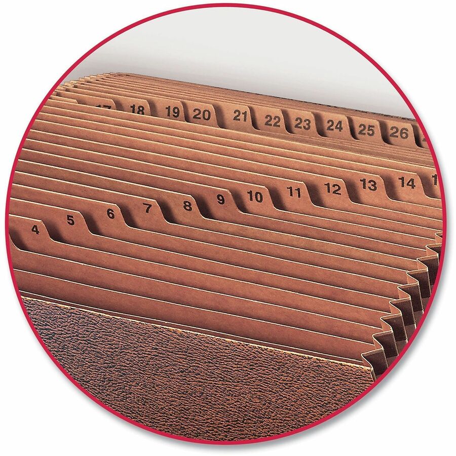 TUFF Expanding Open-Top Stadium File, 31 Sections, 1/31-Cut Tabs, Legal Size, Redrope