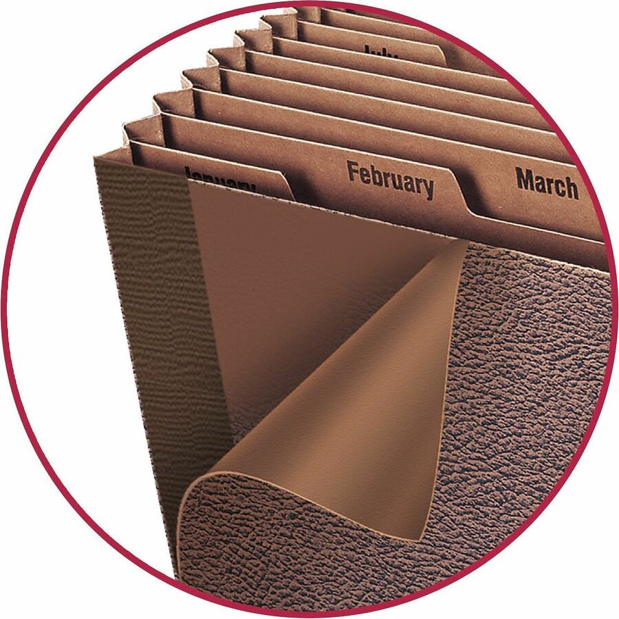 TUFF Expanding Open-Top Stadium File, 12 Sections, 1/12-Cut Tabs, Letter Size, Redrope