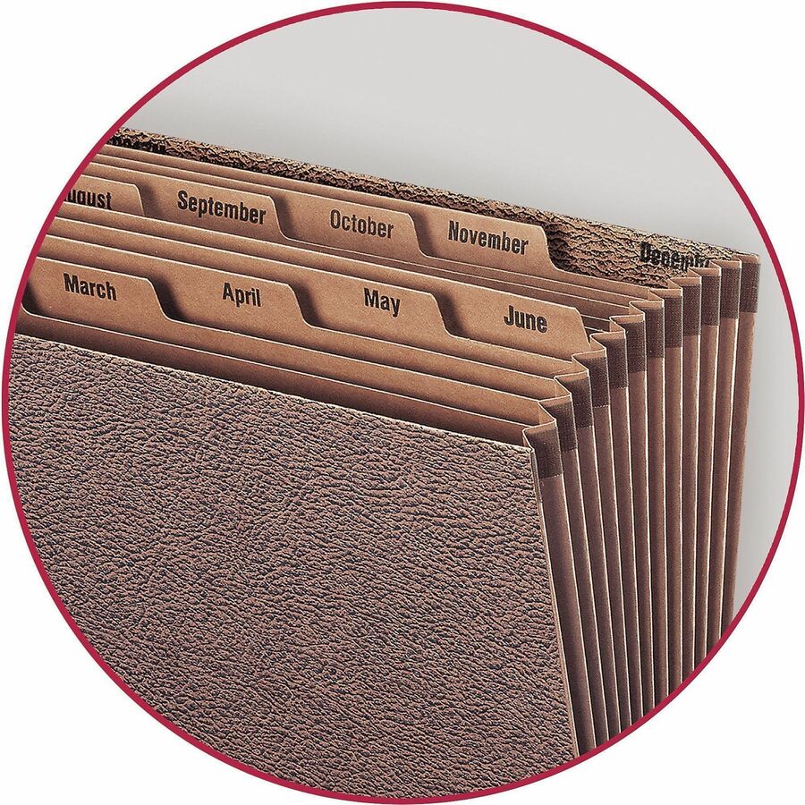 TUFF Expanding Open-Top Stadium File, 12 Sections, 1/12-Cut Tabs, Letter Size, Redrope