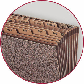 TUFF Expanding Open-Top Stadium File, 12 Sections, 1/12-Cut Tabs, Letter Size, Redrope