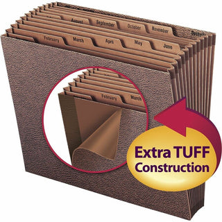 TUFF Expanding Open-Top Stadium File, 12 Sections, 1/12-Cut Tabs, Letter Size, Redrope