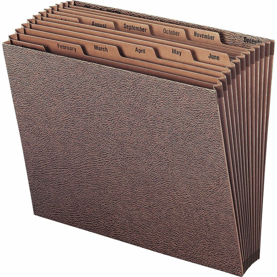 TUFF Expanding Open-Top Stadium File, 12 Sections, 1/12-Cut Tabs, Letter Size, Redrope