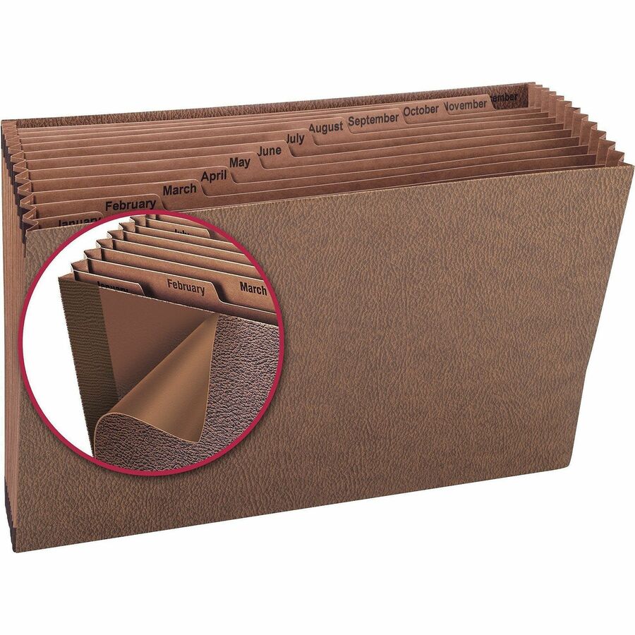 TUFF Expanding Open-Top Stadium File, 12 Sections, 1/12-Cut Tabs, Legal Size, Redrope