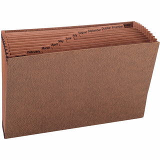 TUFF Expanding Open-Top Stadium File, 12 Sections, 1/12-Cut Tabs, Legal Size, Redrope