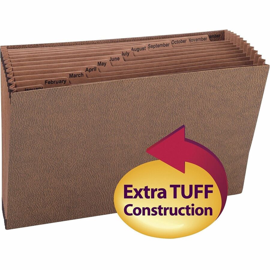 TUFF Expanding Open-Top Stadium File, 12 Sections, 1/12-Cut Tabs, Legal Size, Redrope
