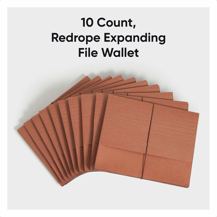Smead Letter Recycled File Wallet - 8 1/2" x 11" - 3 1/2" Expansion - Redrope - Redrope - 30% Recycled - 10 / Box
