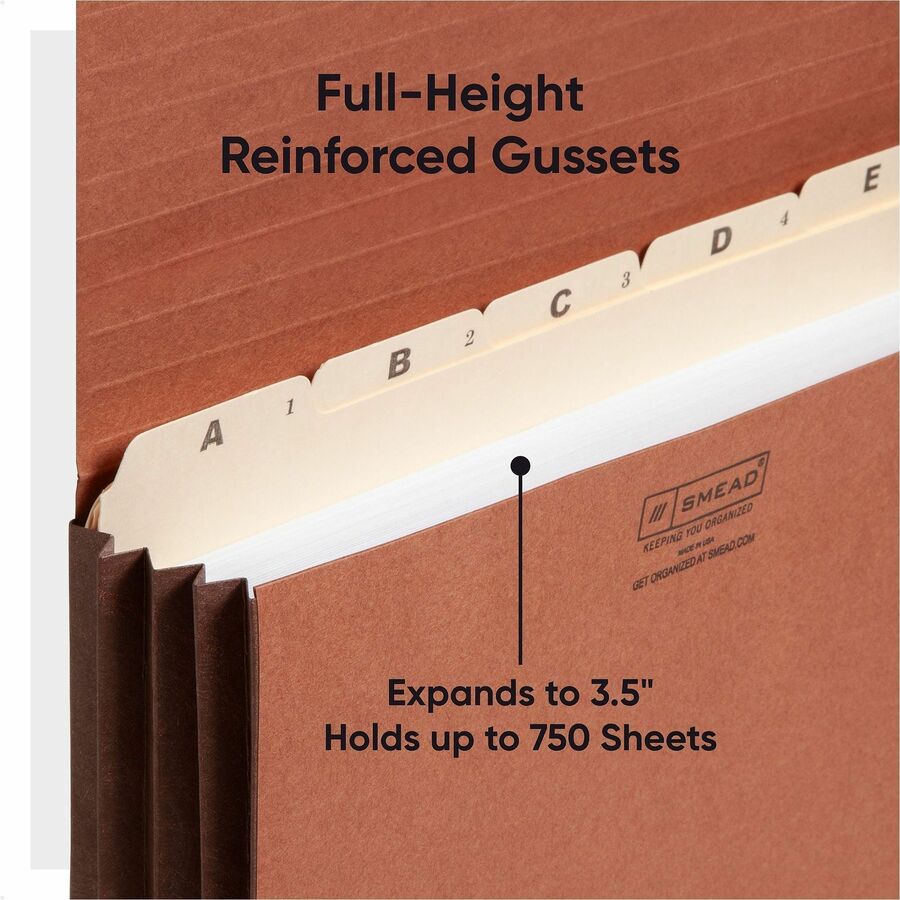 Smead Letter Recycled File Wallet - 8 1/2" x 11" - 3 1/2" Expansion - Redrope - Redrope - 30% Recycled - 10 / Box