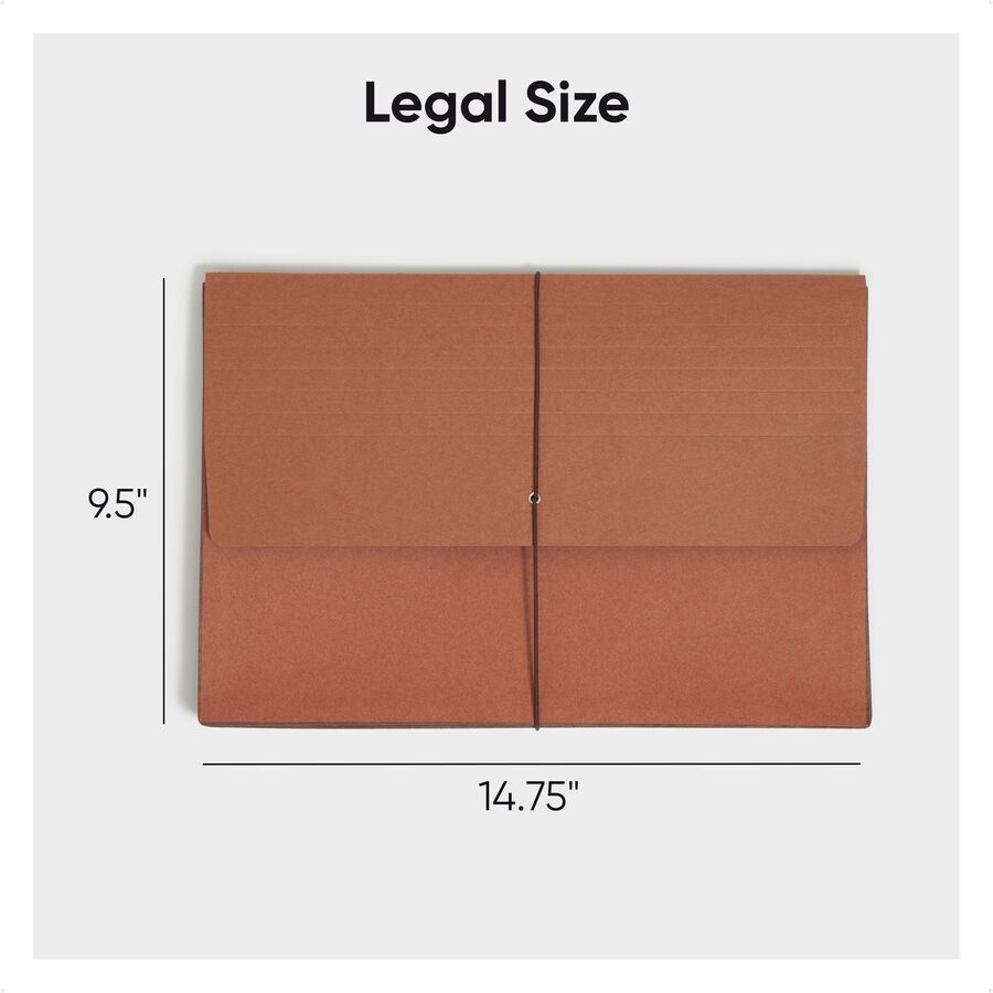 Redrope Expanding Wallet With Elastic Cord, 5.25" Expansion, 1 Section, Elastic Cord Closure, Legal Size, Redrope, 10/Box
