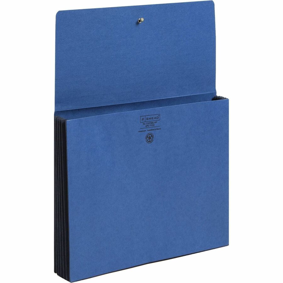 Extra-Wide Expanding Wallets with Elastic Cord, 5.25" Expansion, 1 Section, Elastic Cord Closure, Letter Size, Navy Blue