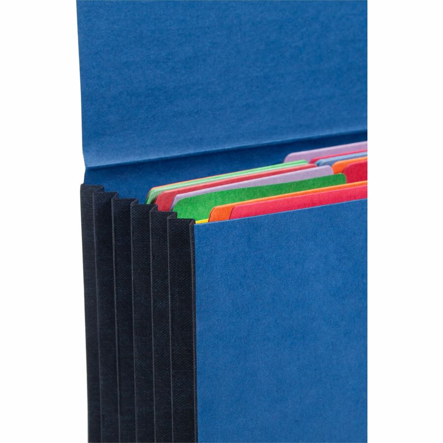 Extra-Wide Expanding Wallets with Elastic Cord, 5.25" Expansion, 1 Section, Elastic Cord Closure, Letter Size, Navy Blue