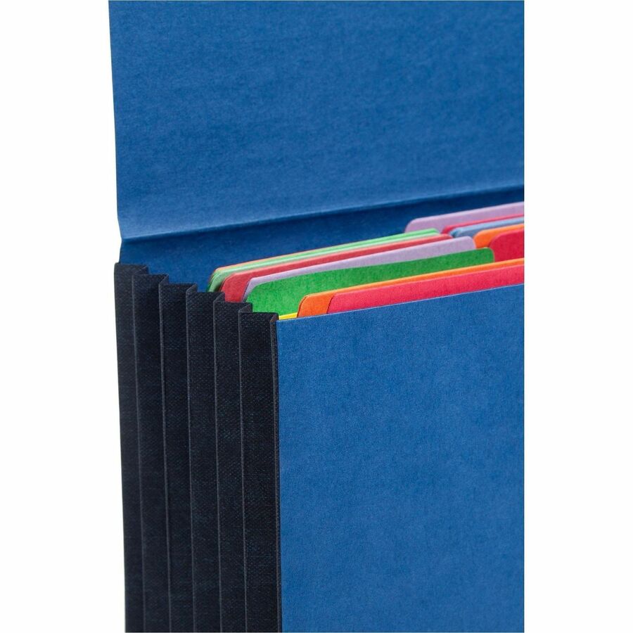 Extra-Wide Expanding Wallets with Elastic Cord, 5.25" Expansion, 1 Section, Elastic Cord Closure, Letter Size, Navy Blue