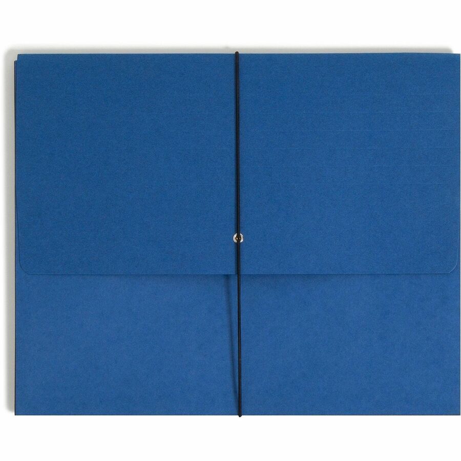 Extra-Wide Expanding Wallets with Elastic Cord, 5.25" Expansion, 1 Section, Elastic Cord Closure, Letter Size, Navy Blue