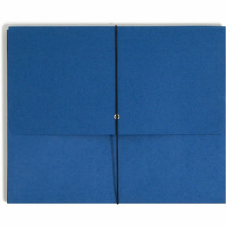 Extra-Wide Expanding Wallets with Elastic Cord, 5.25" Expansion, 1 Section, Elastic Cord Closure, Letter Size, Navy Blue