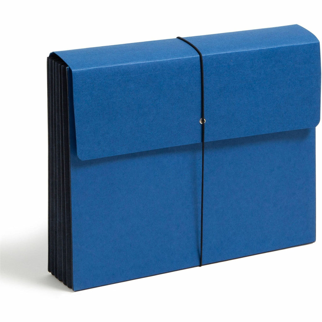 Extra-Wide Expanding Wallets with Elastic Cord, 5.25" Expansion, 1 Section, Elastic Cord Closure, Letter Size, Navy Blue