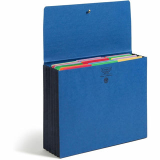 Extra-Wide Expanding Wallets with Elastic Cord, 5.25" Expansion, 1 Section, Elastic Cord Closure, Letter Size, Navy Blue