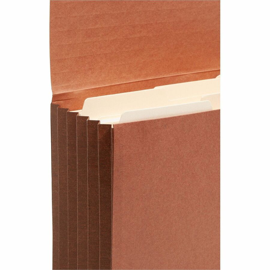Redrope End Tab Wallets, 5.25" Expansion, 1 Section, Elastic Cord Closure, Straight Tabs, Letter Size, Redrope, 10/Box