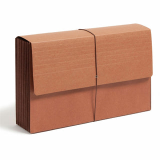 TUFF Expanding Wallets, 7" Expansion, 1 Section, Elastic Cord Closure, Legal Size, Redrope