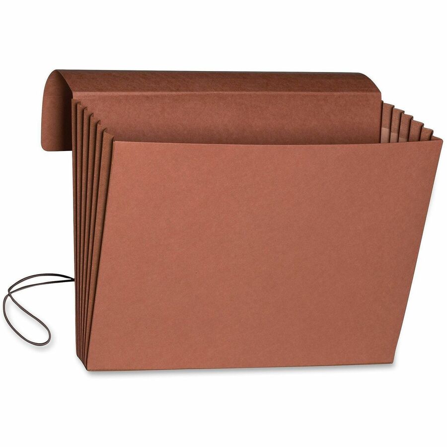 Extra-Wide Expanding Wallets with Elastic Cord, 5.25" Expansion, 1 Section, Elastic Cord Closure, Letter Size, Redrope