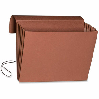 Extra-Wide Expanding Wallets with Elastic Cord, 5.25" Expansion, 1 Section, Elastic Cord Closure, Letter Size, Redrope