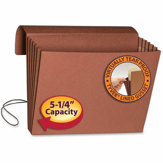 Extra-Wide Expanding Wallets with Elastic Cord, 5.25" Expansion, 1 Section, Elastic Cord Closure, Letter Size, Redrope
