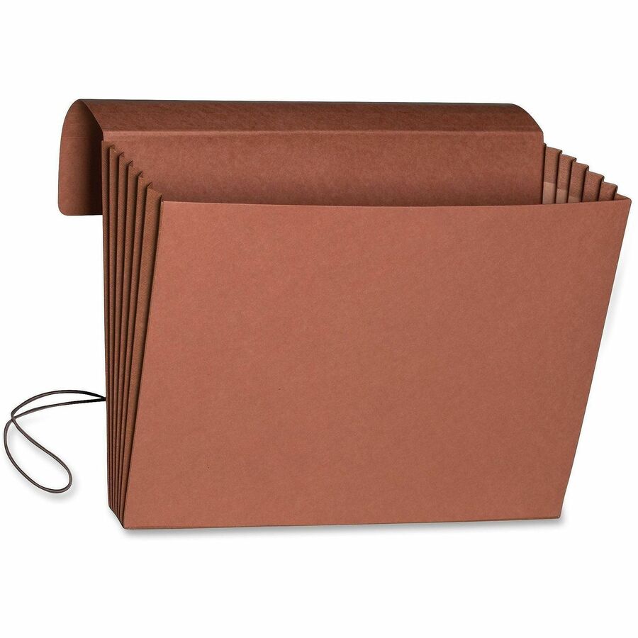 Extra-Wide Expanding Wallets with Elastic Cord, 5.25" Expansion, 1 Section, Elastic Cord Closure, Legal Size, Redrope