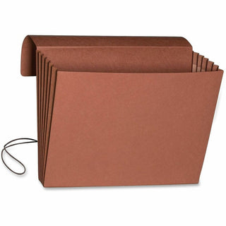 Extra-Wide Expanding Wallets with Elastic Cord, 5.25" Expansion, 1 Section, Elastic Cord Closure, Legal Size, Redrope