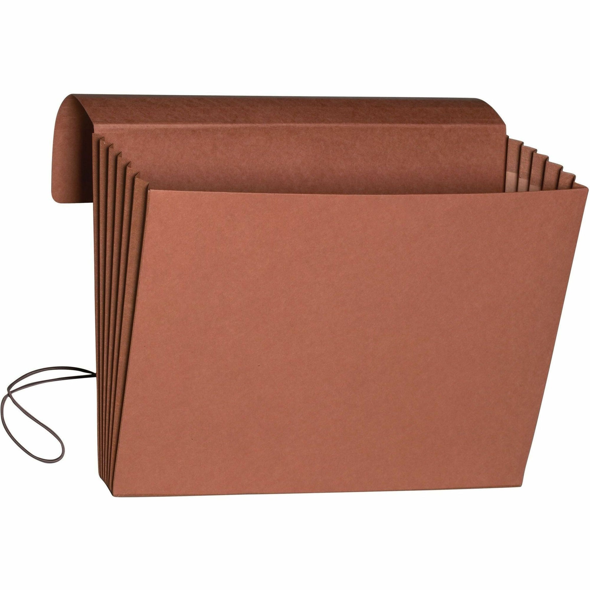 Extra-Wide Expanding Wallets with Elastic Cord, 5.25" Expansion, 1 Section, Elastic Cord Closure, Legal Size, Redrope