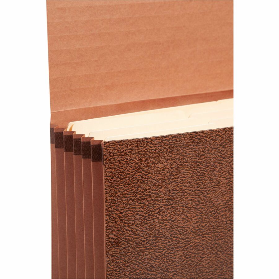 Classic Expanding Wallets, 5.25" Expansion, 1 Section, Elastic Cord Closure, Legal Size, Redrope, 10/Box
