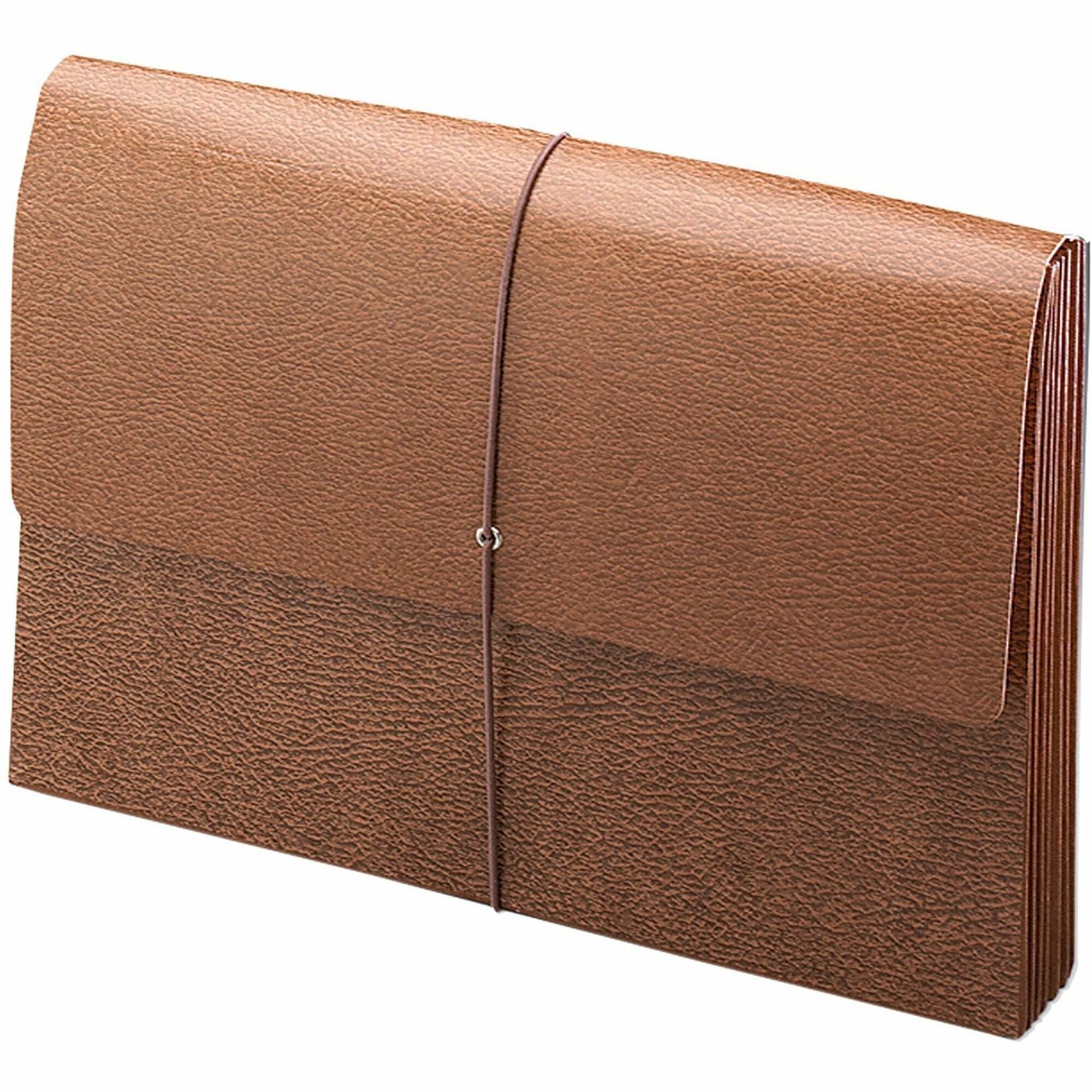 Classic Expanding Wallets with Tear-Resistant Gussets, 3.5" Expansion, 1 Section, Elastic Cord Closure, Legal Size, Redrope