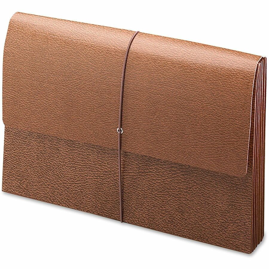 Classic Expanding Wallets with Tear-Resistant Gussets, 3.5" Expansion, 1 Section, Elastic Cord Closure, Legal Size, Redrope